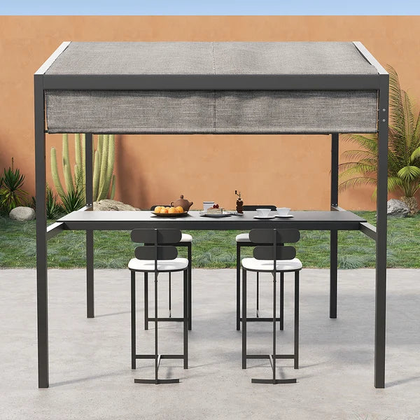 Outdoor Patio Adjustable Height Dining Table, Canopy, Bar Table