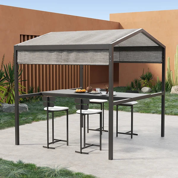 Outdoor Patio Adjustable Height Dining Table, Canopy, Bar Table