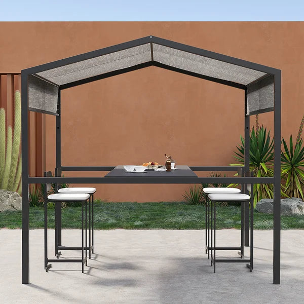 Outdoor Patio Adjustable Height Dining Table, Canopy, Bar Table