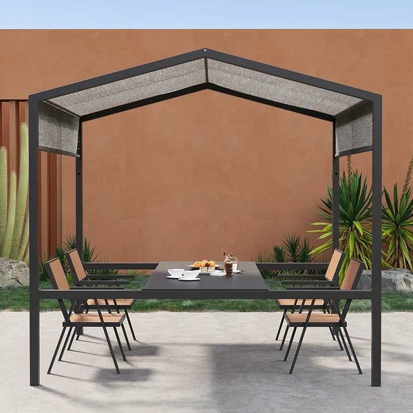 Outdoor Patio Adjustable Height Dining Table, Canopy, Bar Table