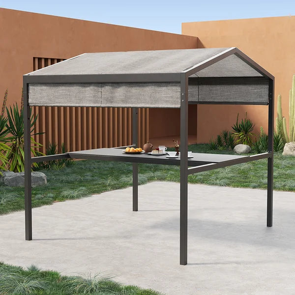 Outdoor Patio Adjustable Height Dining Table, Canopy, Bar Table
