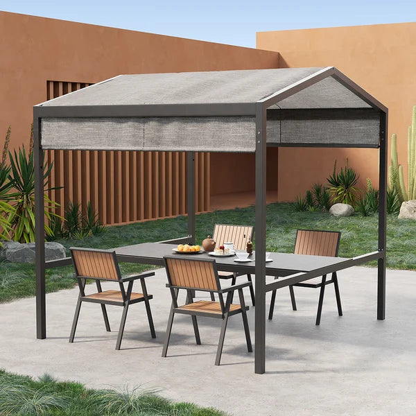 Outdoor Patio Adjustable Height Dining Table, Canopy, Bar Table