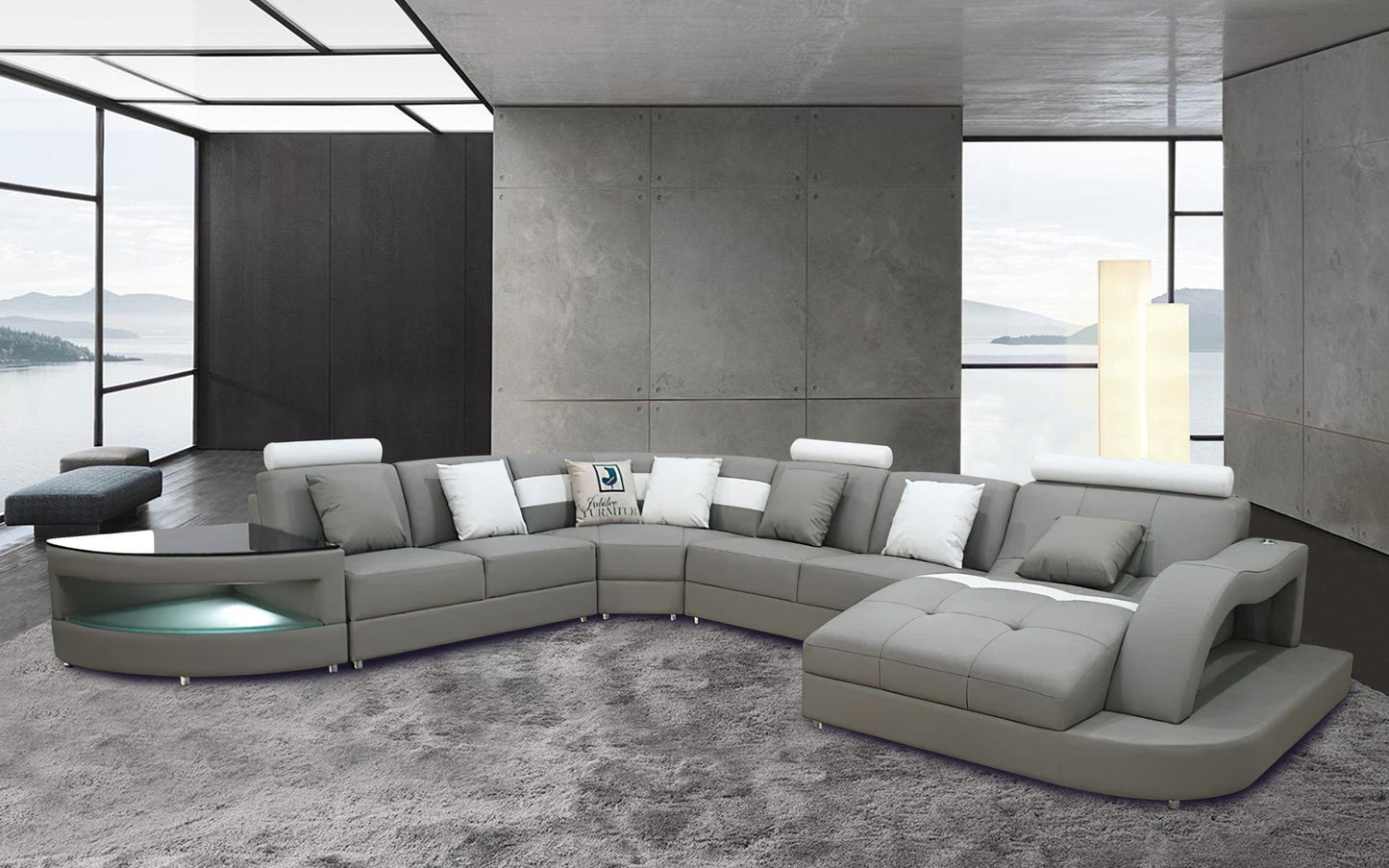 Leather Sectional with Shape Chaise