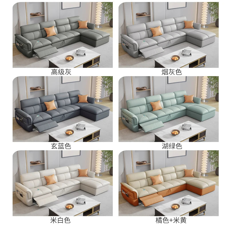 First-Class Electric Leather Sofa Bed - Multifunctional 3-4 Seater