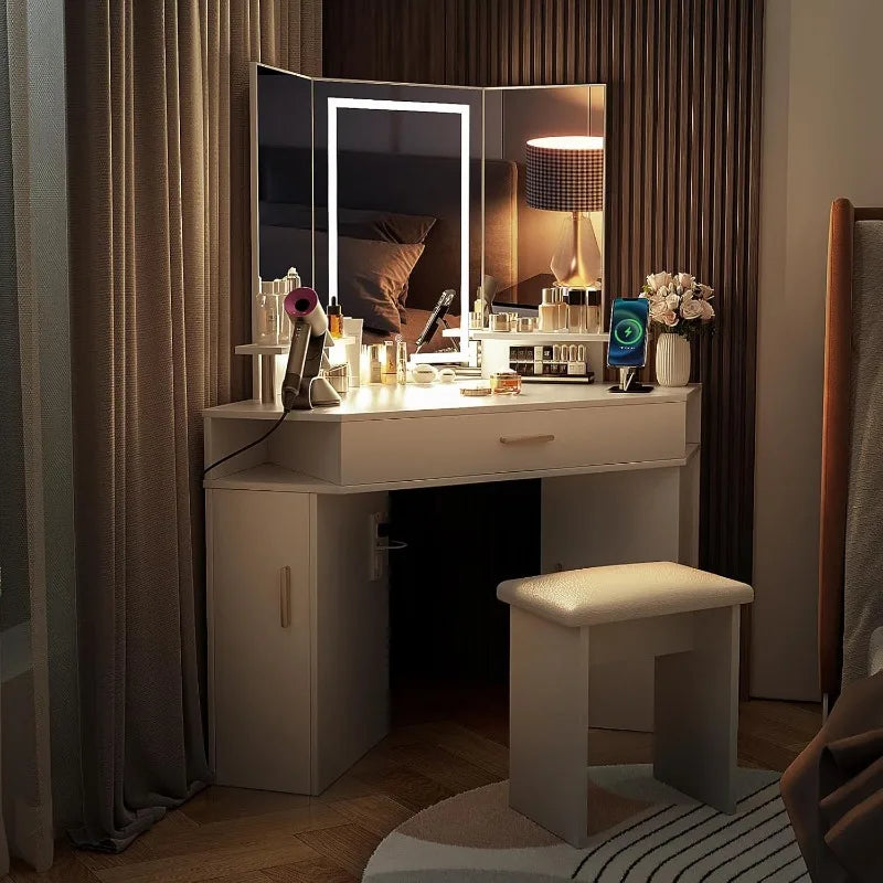 47" L Vanity with Lighted Mirror, Power Outlet & Adjustable Lighting