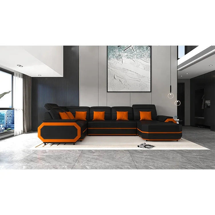 Modern Genuine Leather Office Sofa Set – Luxury Living Room Furniture