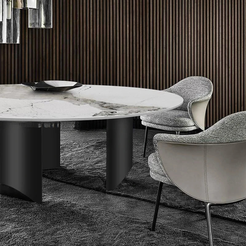 Stainless Steel Marble Dining Table: Modern, Long, Glossy Slate Finish
Stainless Steel Marble Dining Table: Modern, Long, Glossy Slate Finish