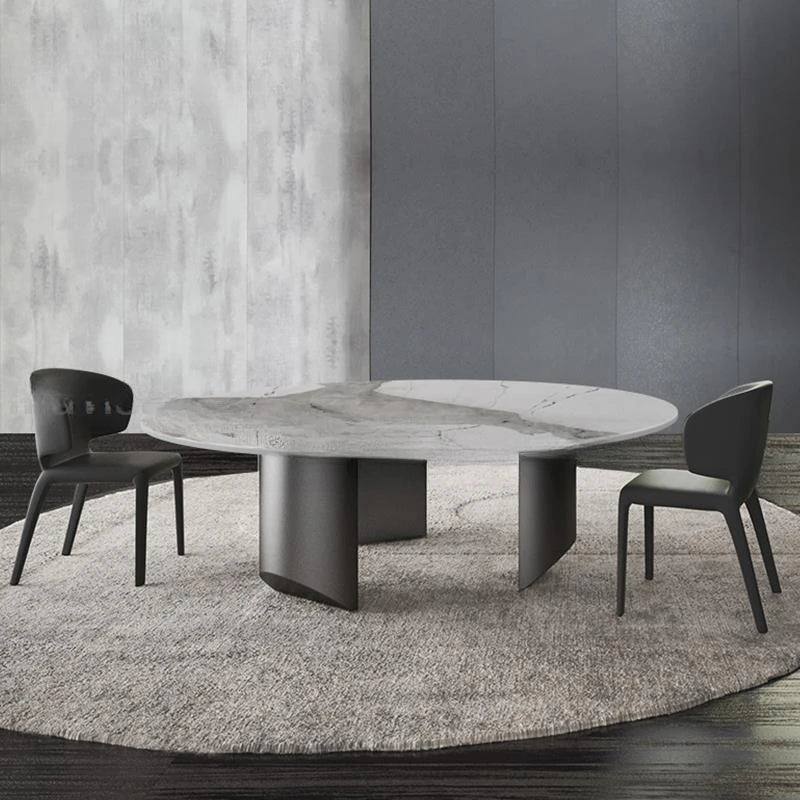 Stainless Steel Marble Dining Table: Modern, Long, Glossy Slate Finish
Stainless Steel Marble Dining Table: Modern, Long, Glossy Slate Finish