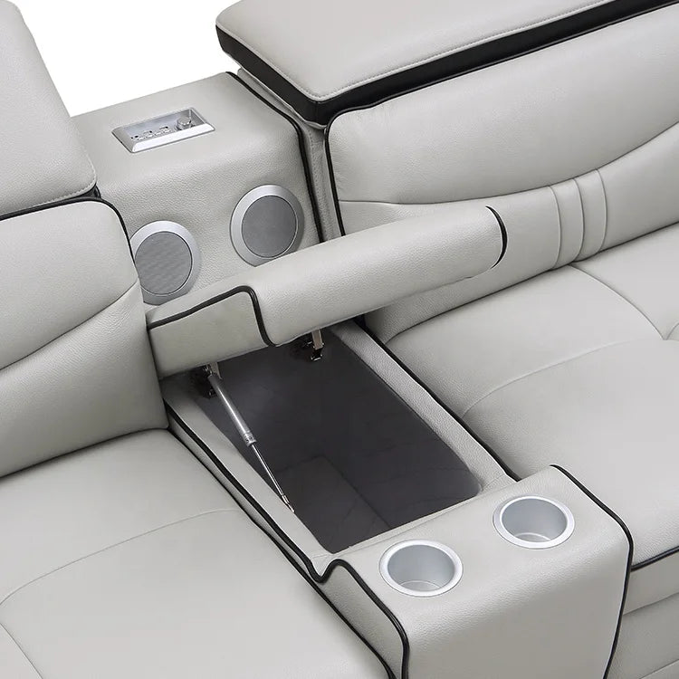 Modern Luxury Genuine Leather L-Shape Sectional Sofa Set for Living Rooms