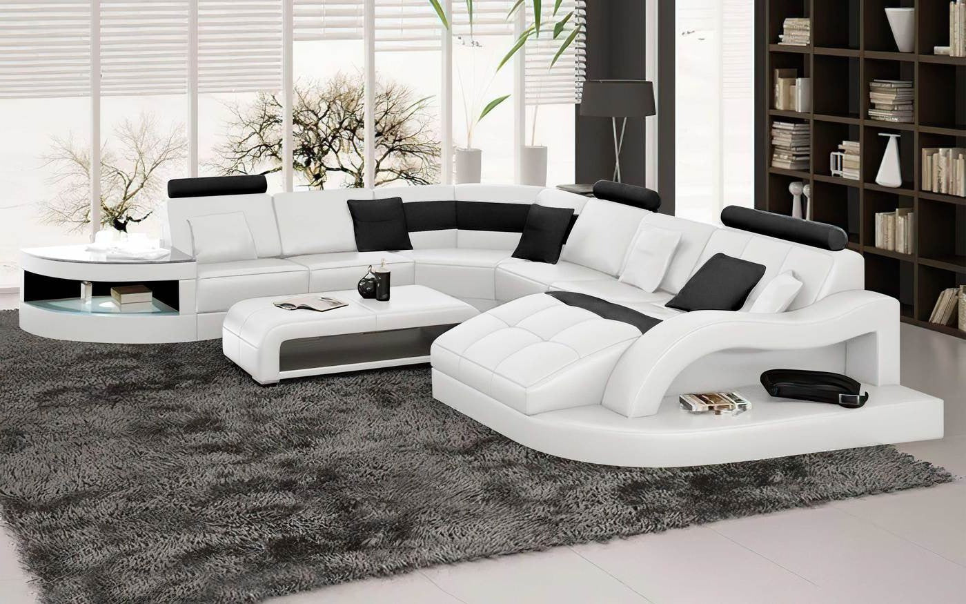 Leather Sectional with Shape Chaise