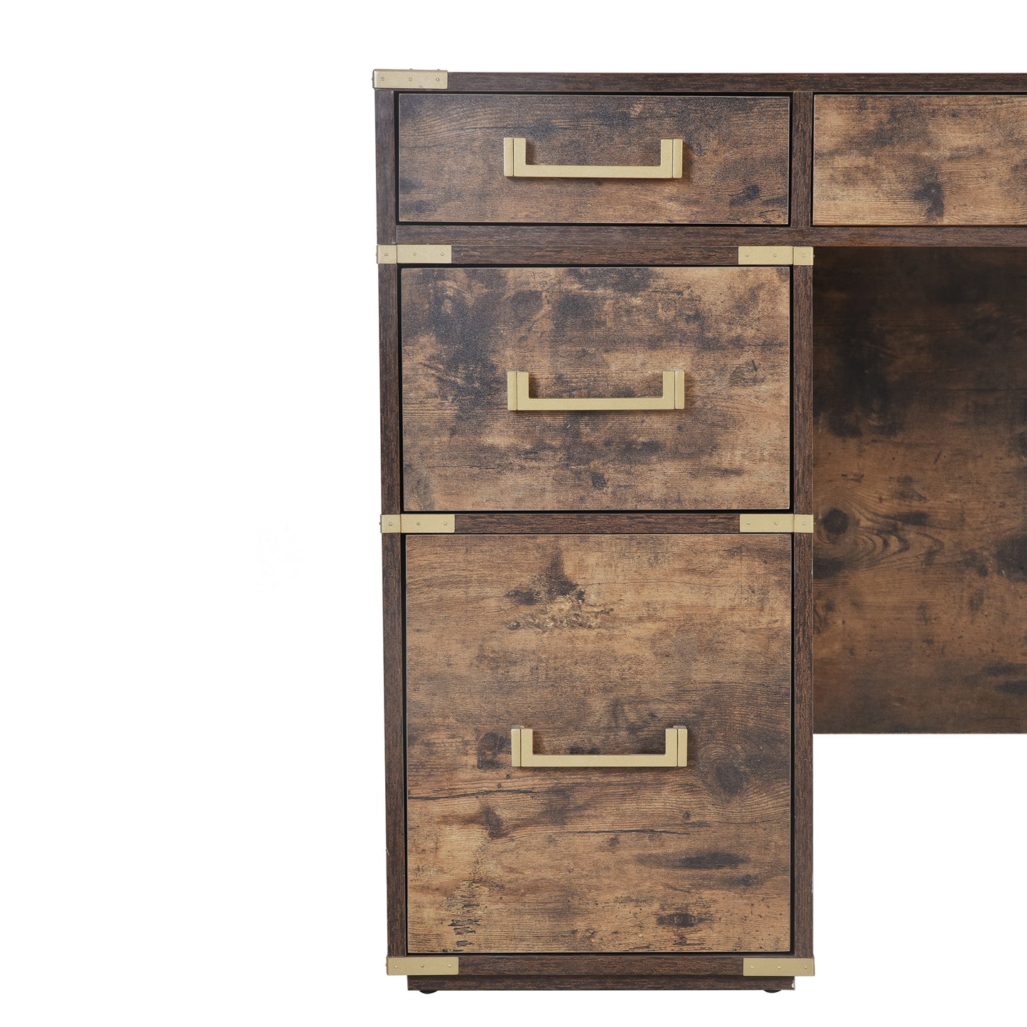 Executive Desk Metal Edge with 2 file drawers, USB Ports and Outlets