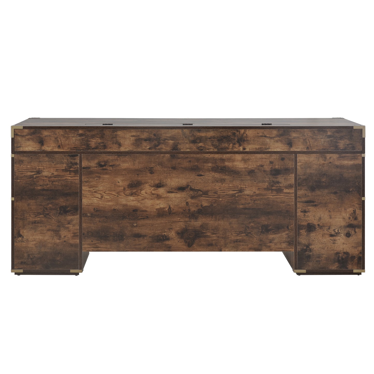 Executive Desk Metal Edge with 2 file drawers, USB Ports and Outlets
