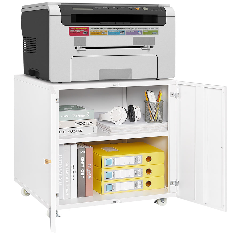 Printer Stand Storage Mobile Adjustable Shelf File Cabinet on Wheels