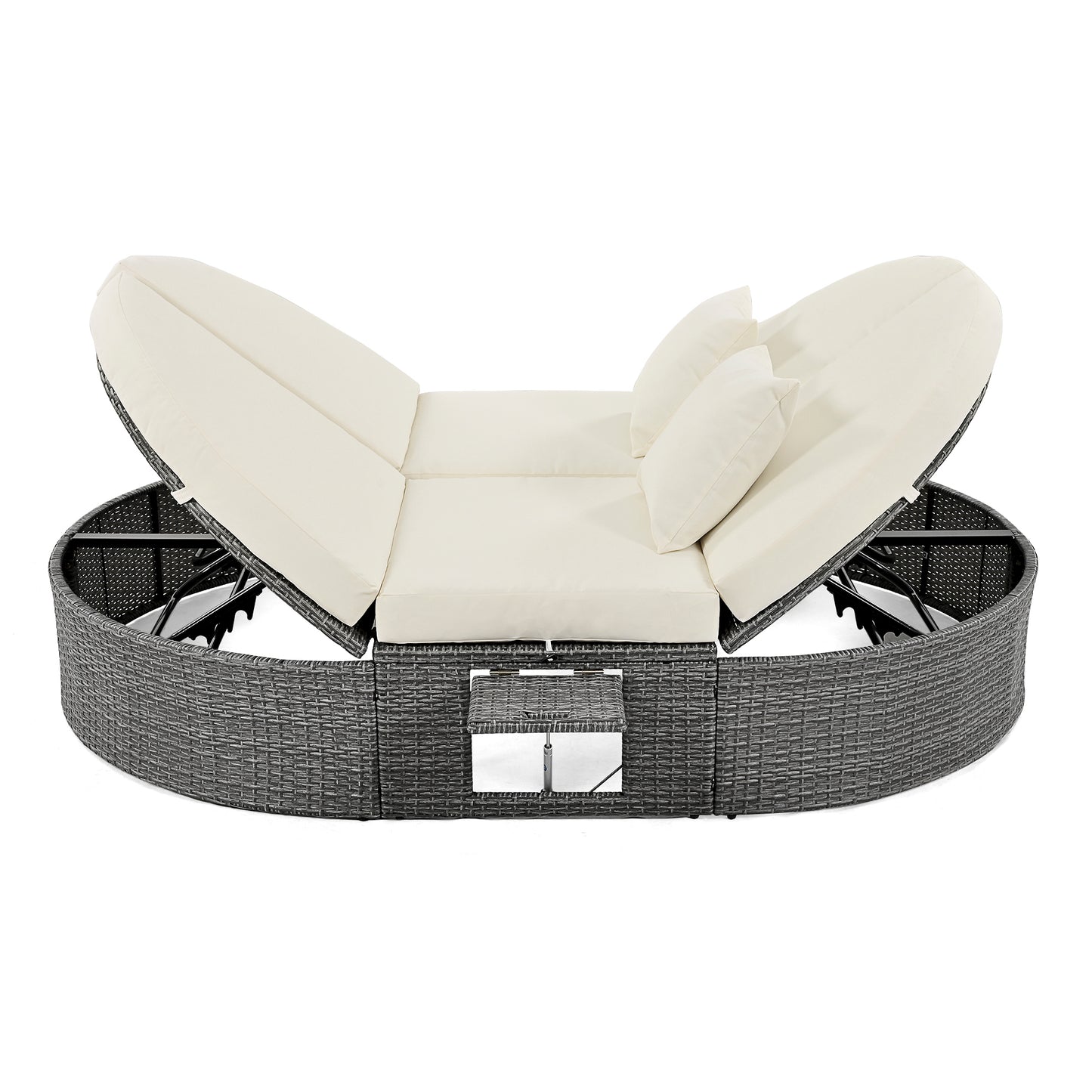 Outdoor Sun Bed Patio 2-Person Daybed, Cushions, Pillows
