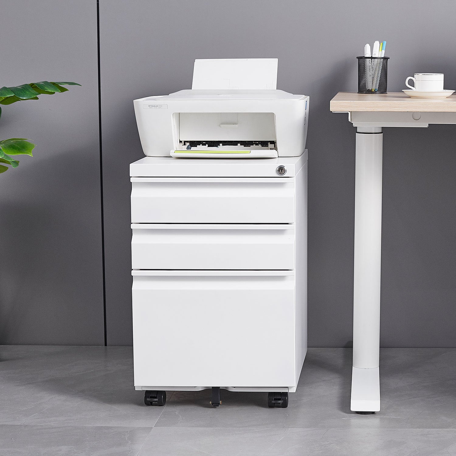 3-Drawer Mobile File Cabinet with Lock, Office Storage