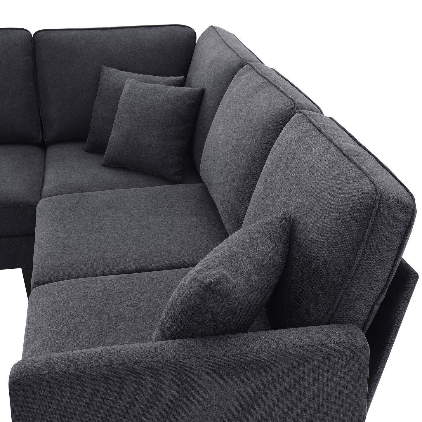 Terrycloth Sectional Sofa, 5-Seat Set, Chaise Lounge, L-Shape, Living Room, Grey