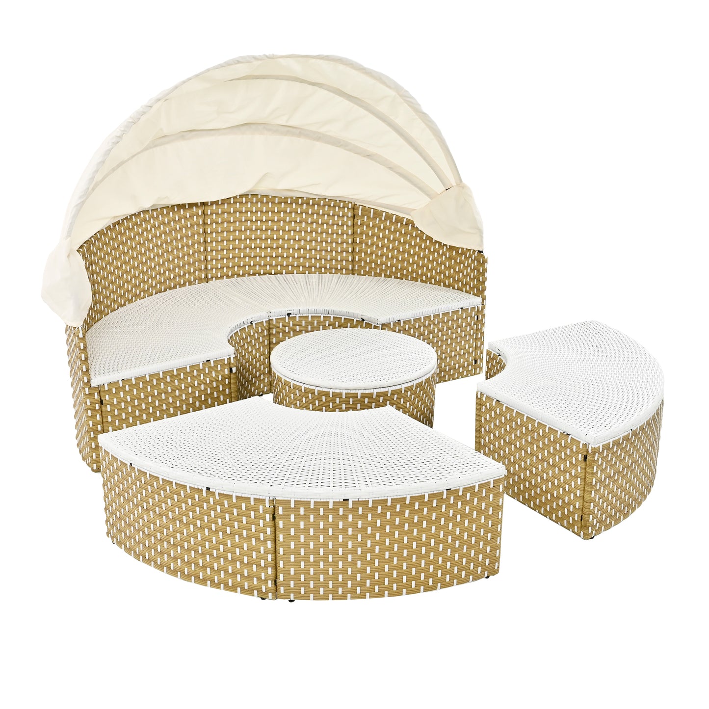 Patio Furniture Round Outdoor Sectional Sofa Set, Daybed