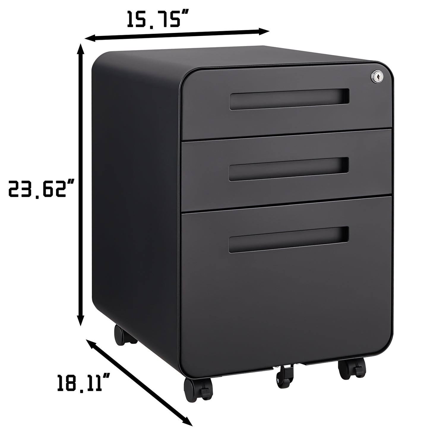 3 Drawer Mobile File Cabinet Under Desk Office