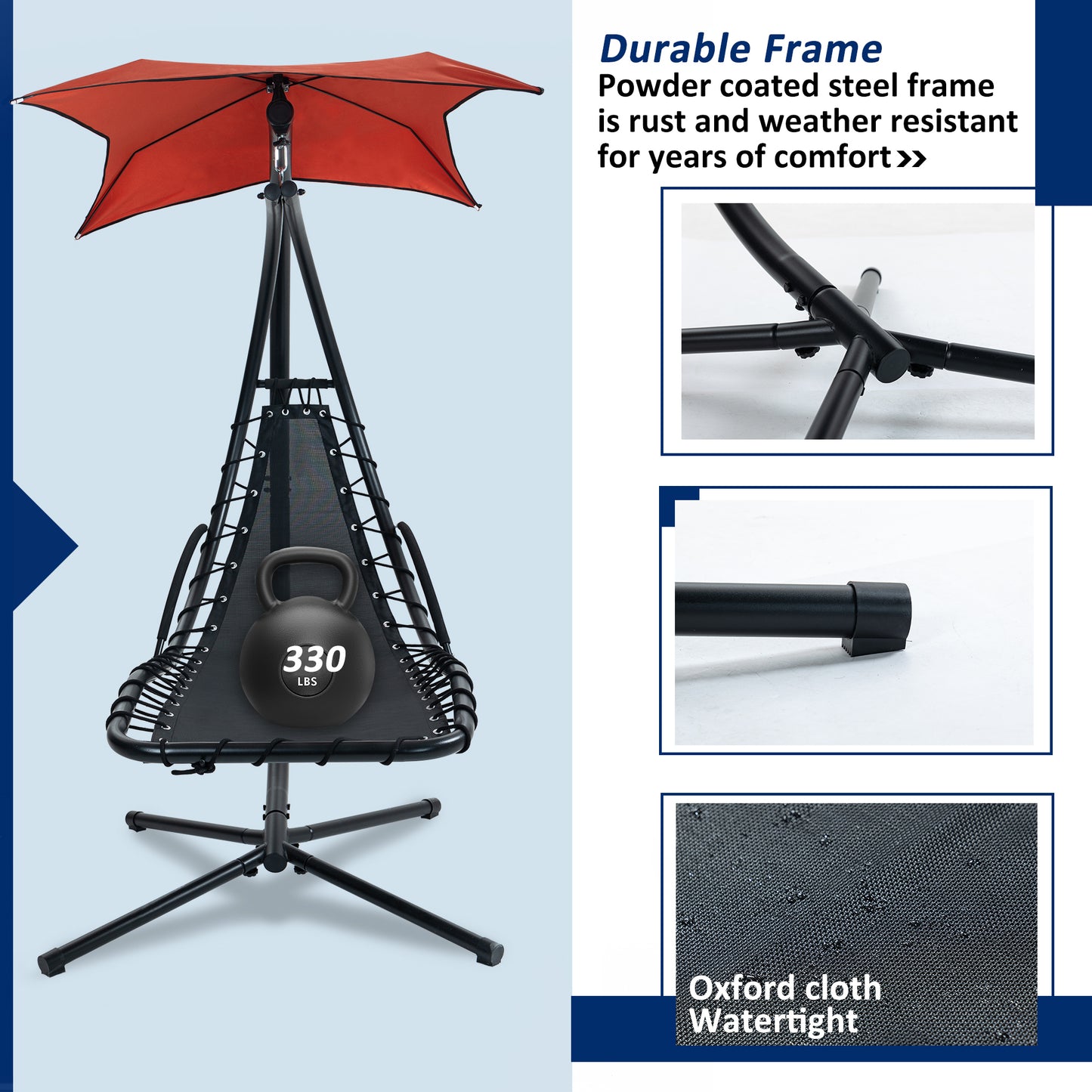 Hanging Chaise Lounger, Removable Canopy, Outdoor Swing Chair