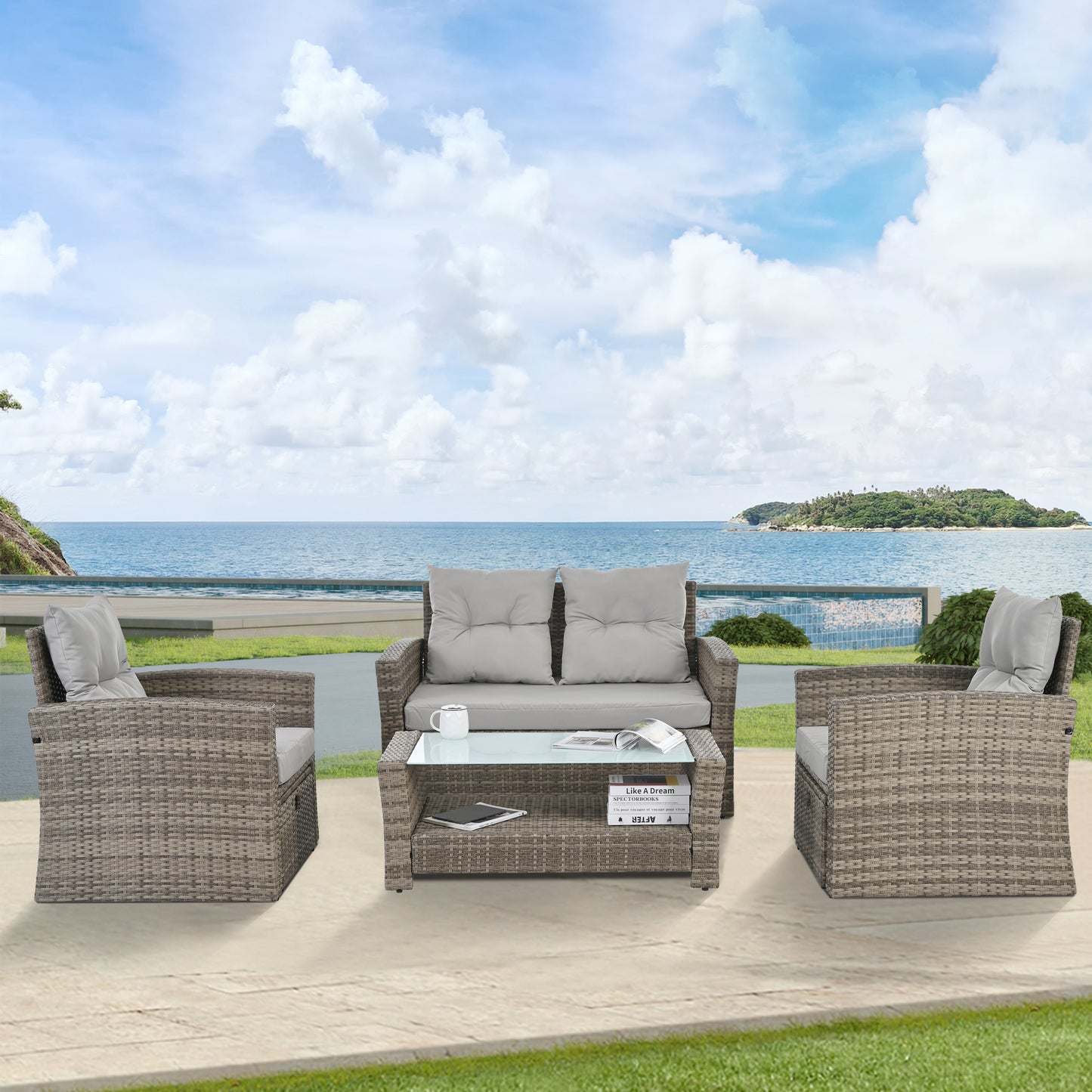 Patio Furniture, Outdoor Furniture, Seasonal 6 Set, Coffee Table