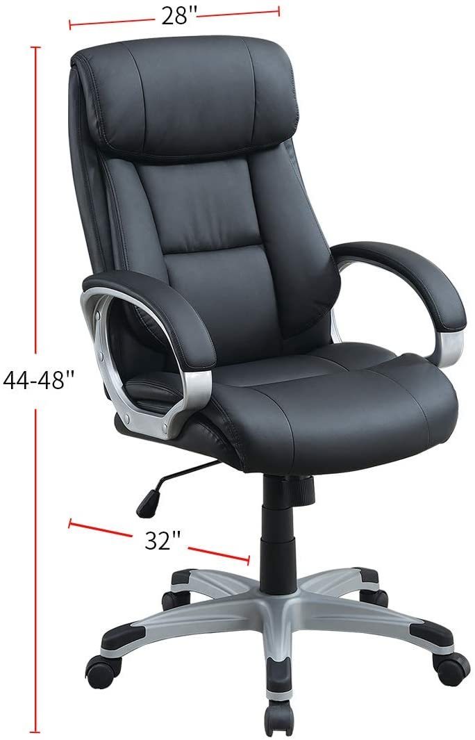 Office Chair Black Color Cushioned Headrest Adjustable