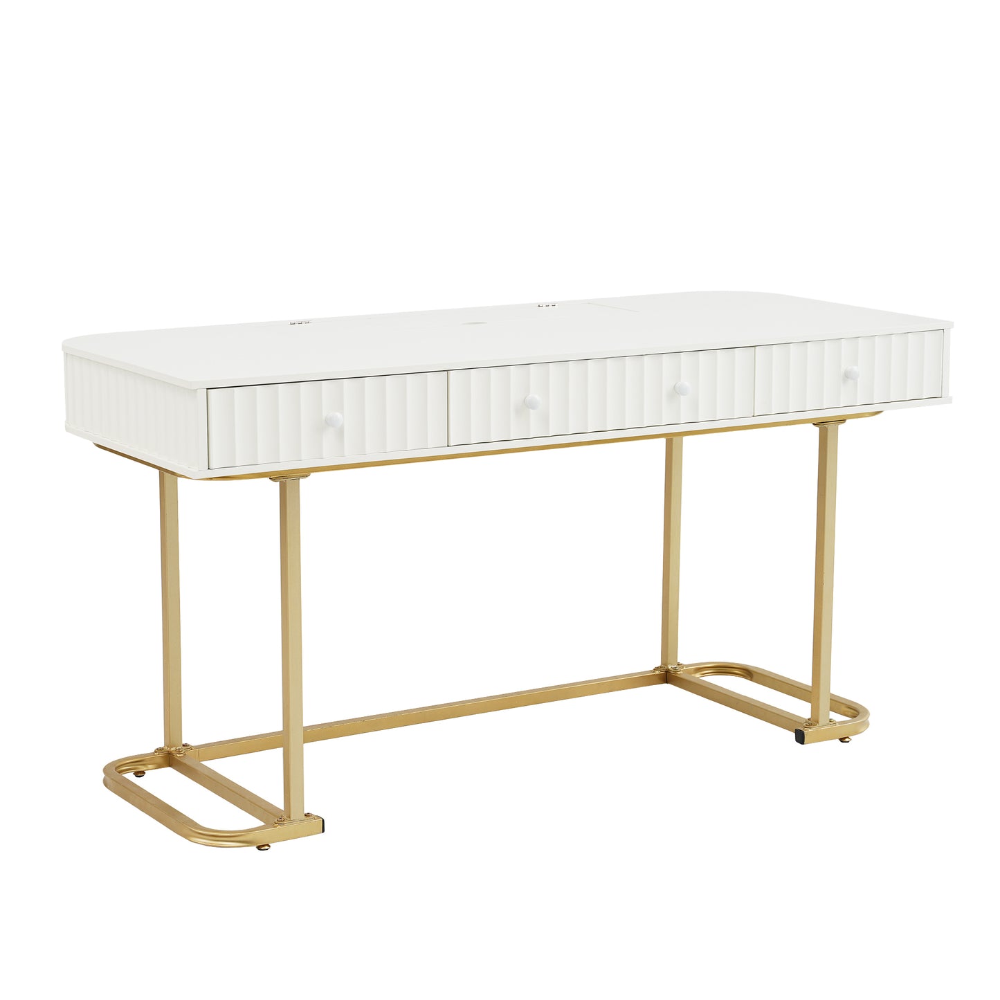 Executive Curved Office Desk, Waveform Fluted Panel Design
