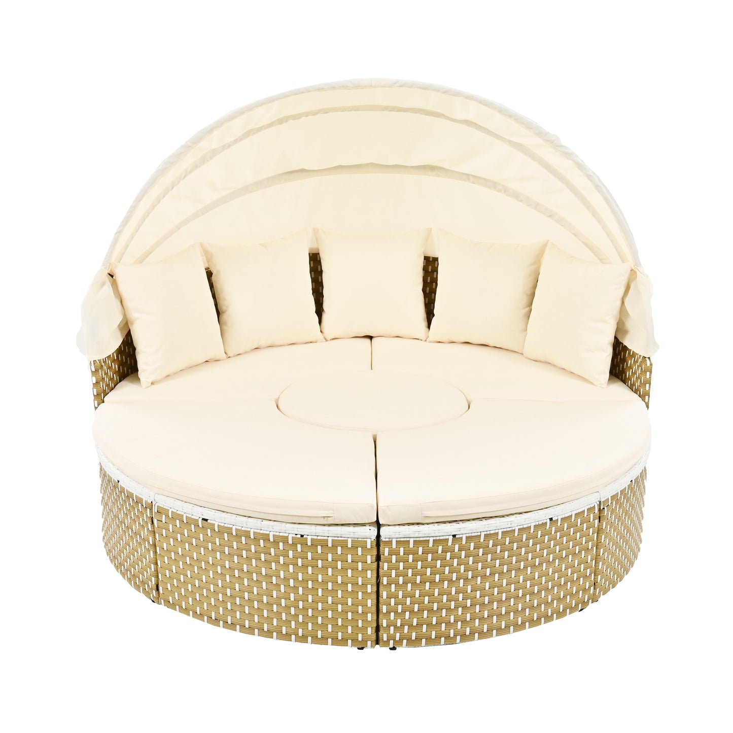 Patio Furniture Round Outdoor Sectional Sofa Set, Daybed