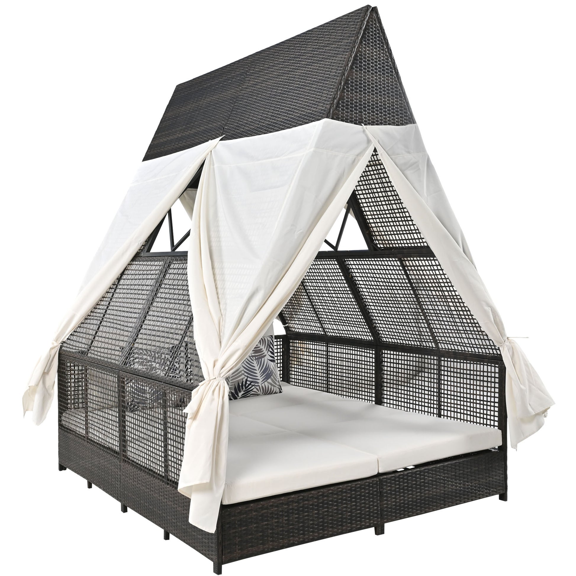 Outdoor Daybed Patio Lounge Bed, Adjustable Backrest