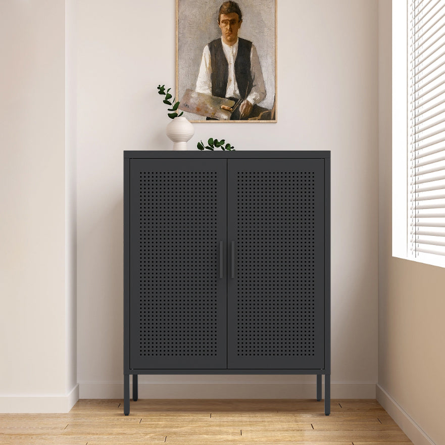 Metal Storage Cabinet with 2 Doors and 2 Adjustable Shelves