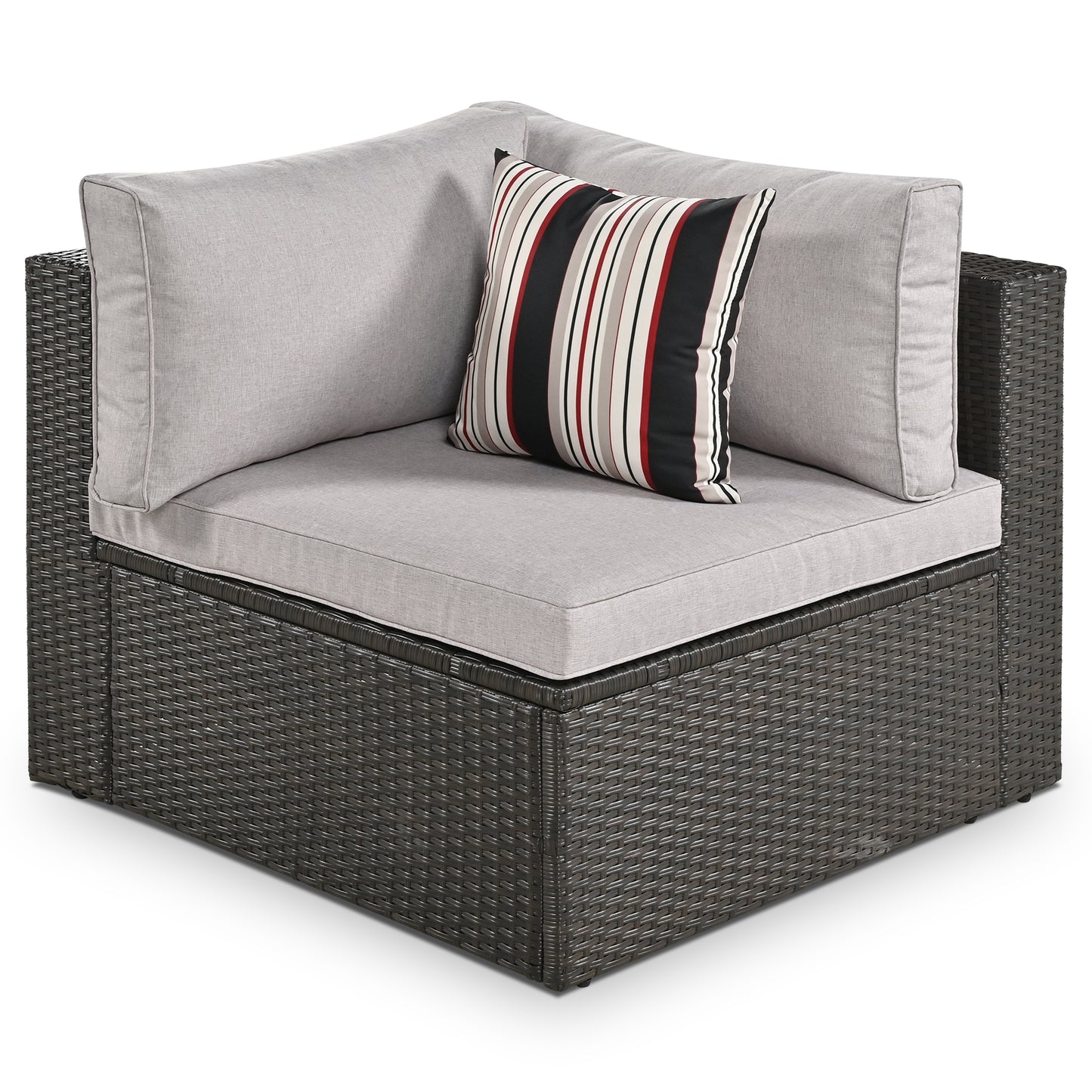 7-piece Outdoor Wicker Sofa Set, Colorful Pillows