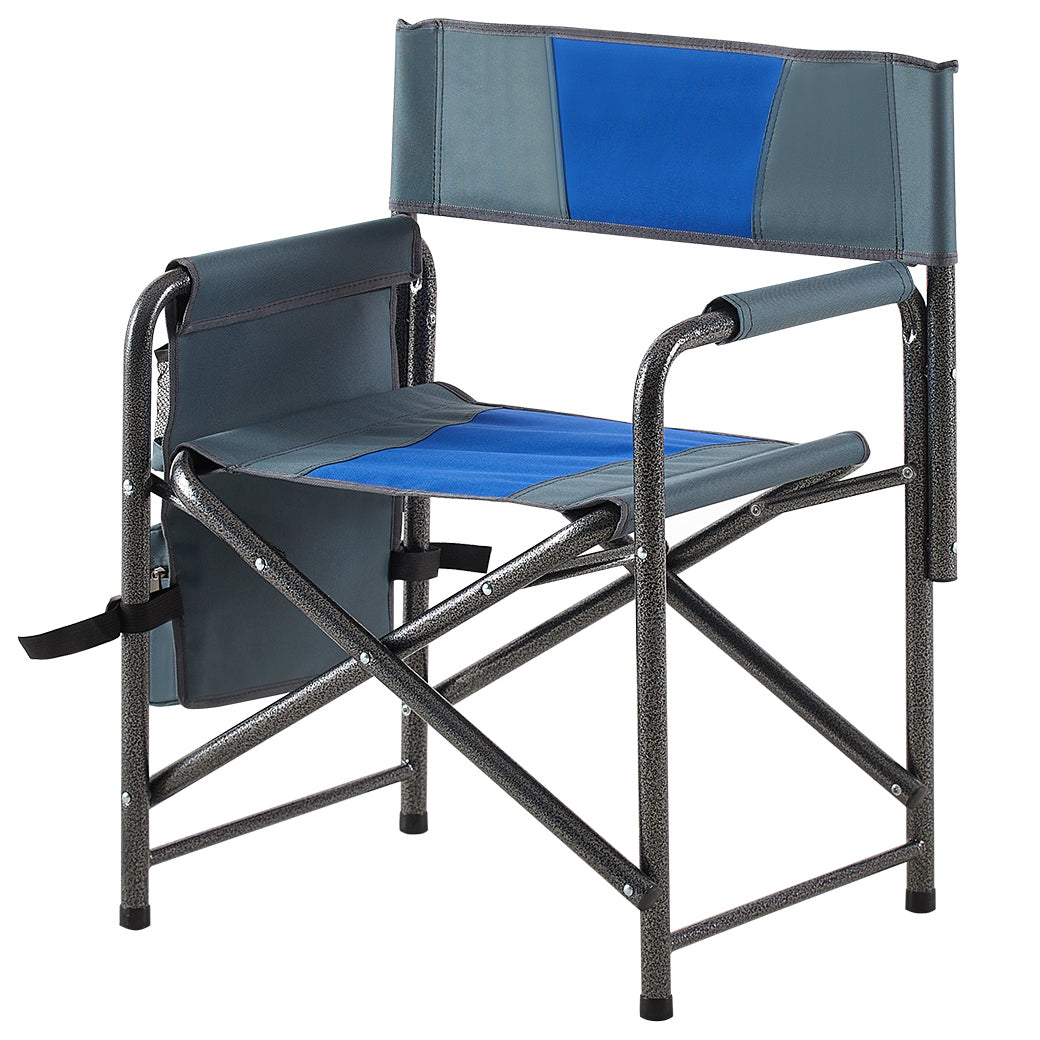 2-piece Padded Folding Outdoor Chair with Storage Pockets