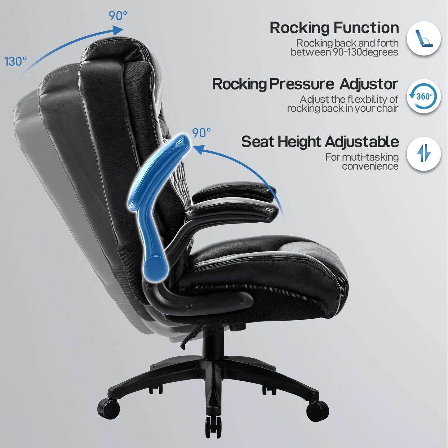 Ergonomic Leather Office Chair Executive Desk Chair