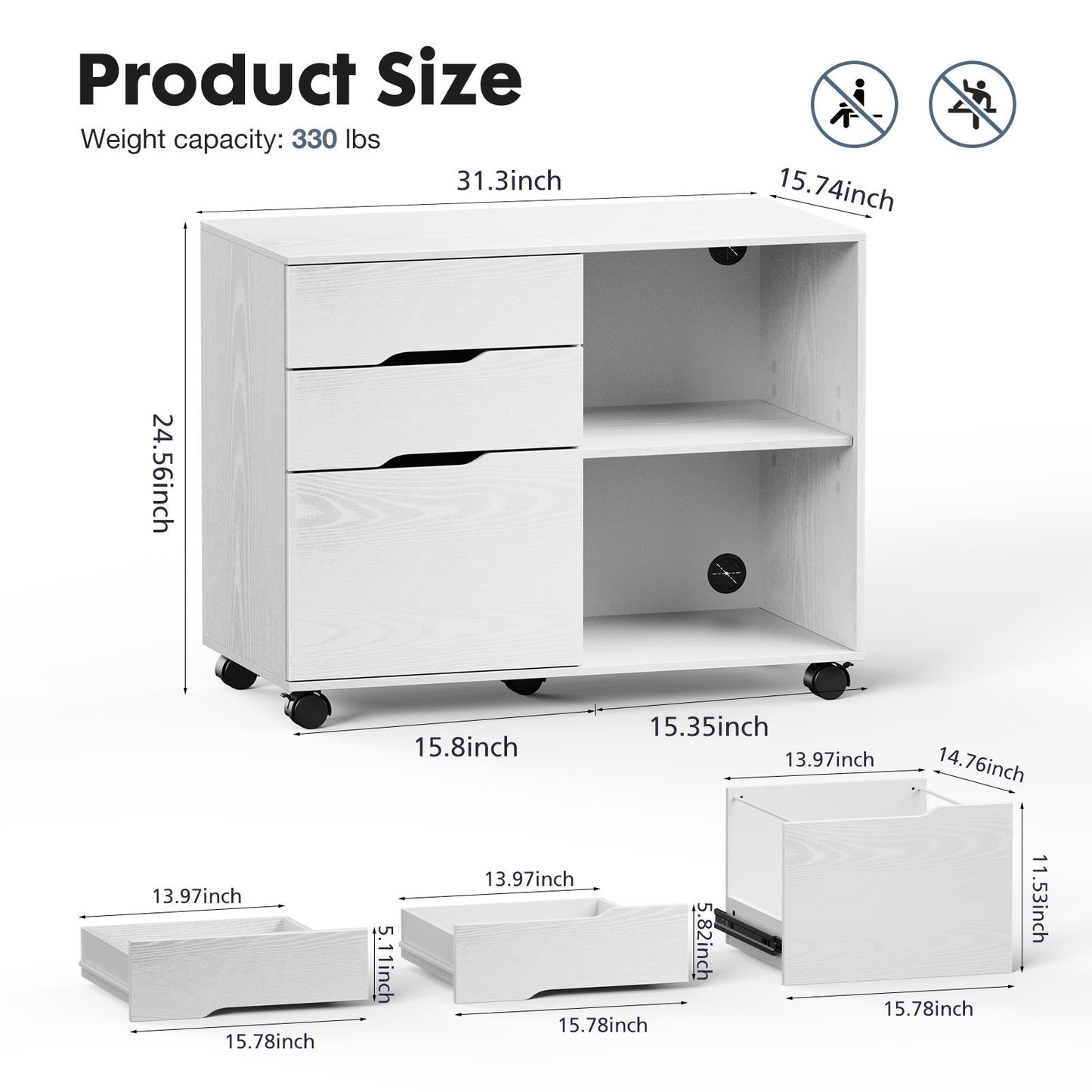 Filing Cabinet, 4-Drawer File Cabinet for Home Office