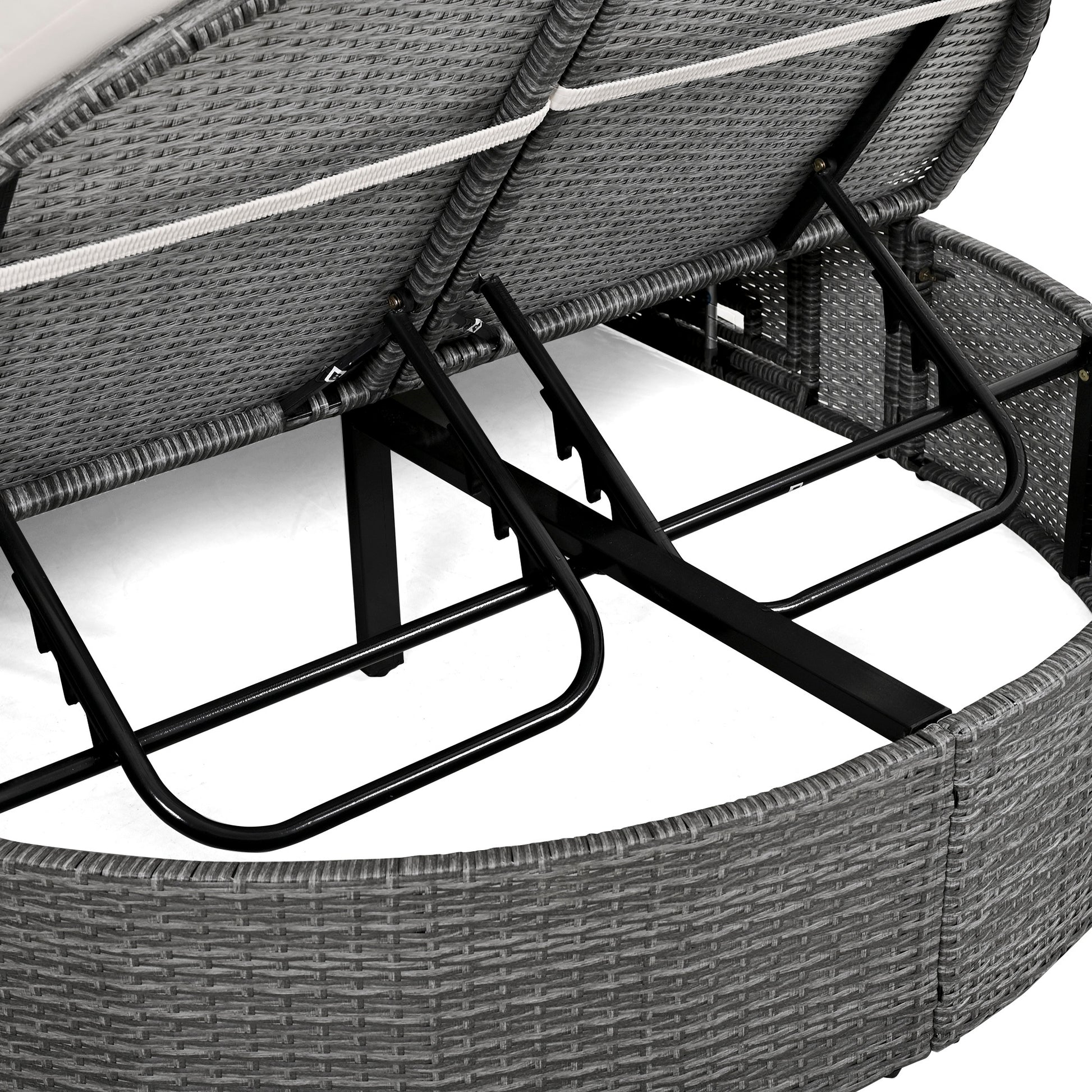 Outdoor Sun Bed Patio 2-Person Daybed, Cushions, Pillows