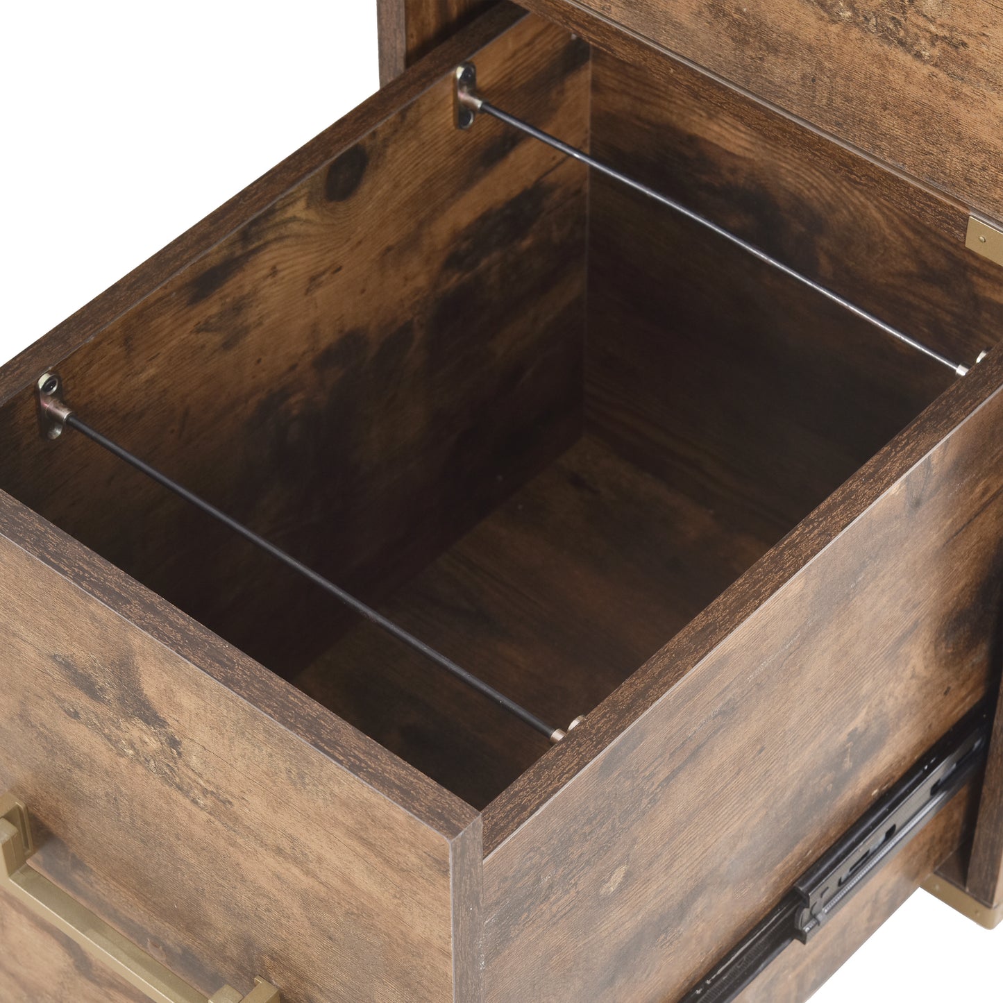 Executive Desk Metal Edge with 2 file drawers, USB Ports and Outlets