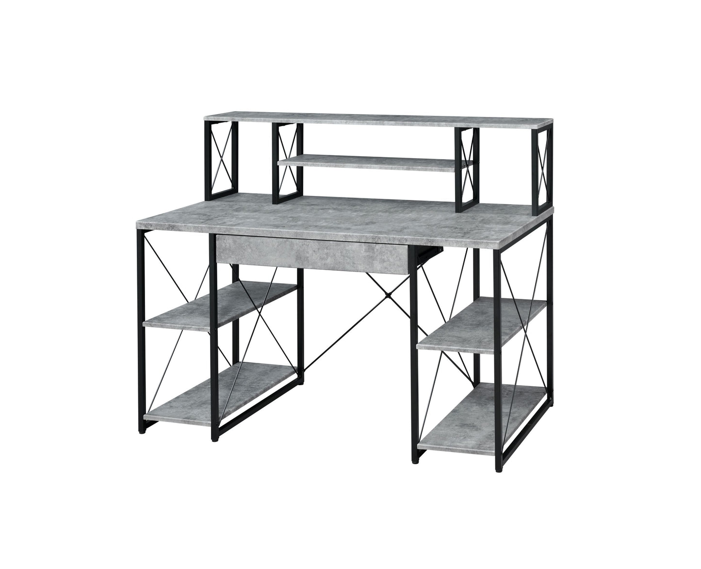 ACME Amiel Desk, Faux Concrete & Black