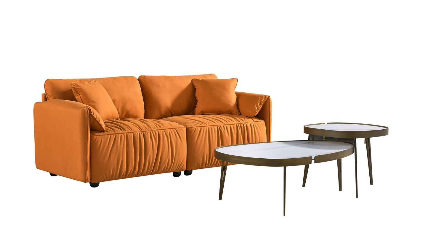 Tech Cloth Sofa Loveseat, Deep Seat, Hardwood Frame, Orange