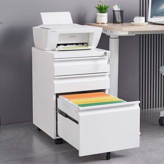 3-Drawer Mobile File Cabinet with Lock, Office Storage