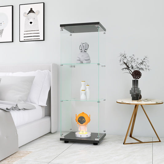 Glass Display Cabinet with 3 Shelves, Quick Installation