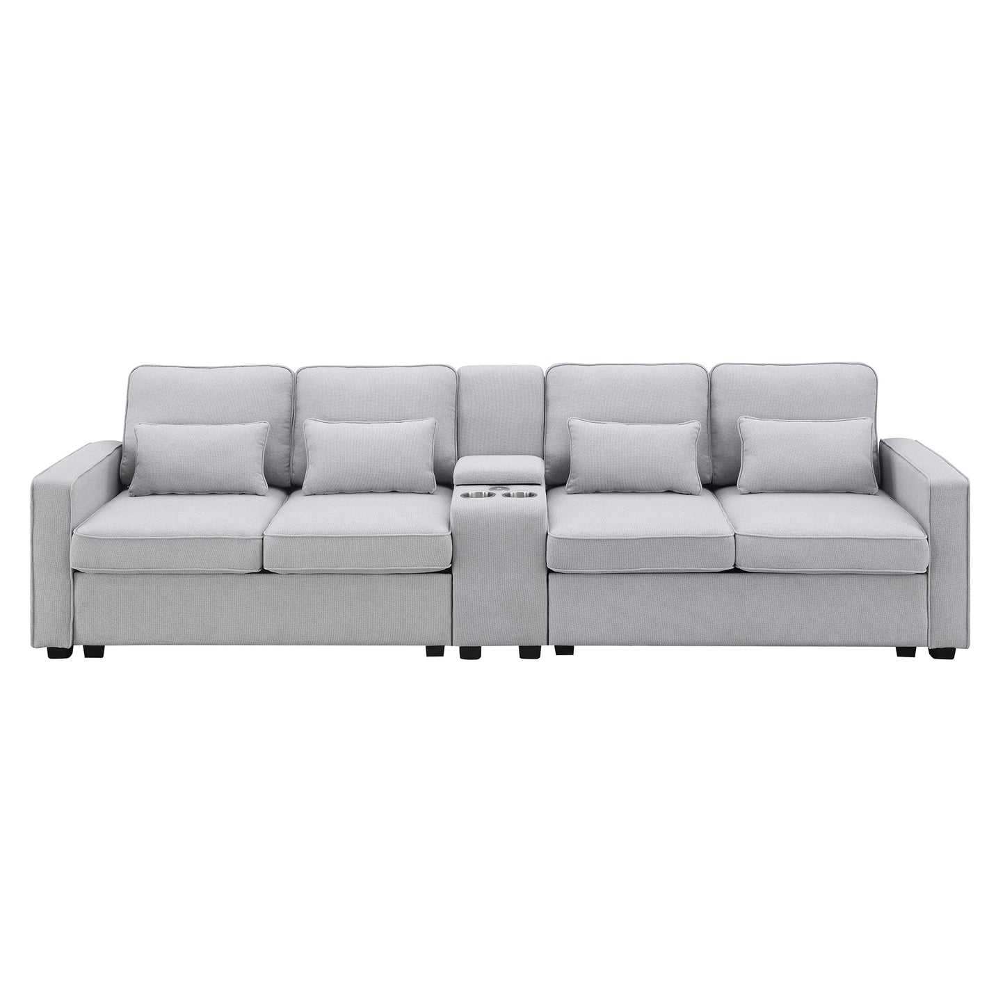 Upholstered Sofa, Console, USB, Linen, 4 Pillows (4-Seat)