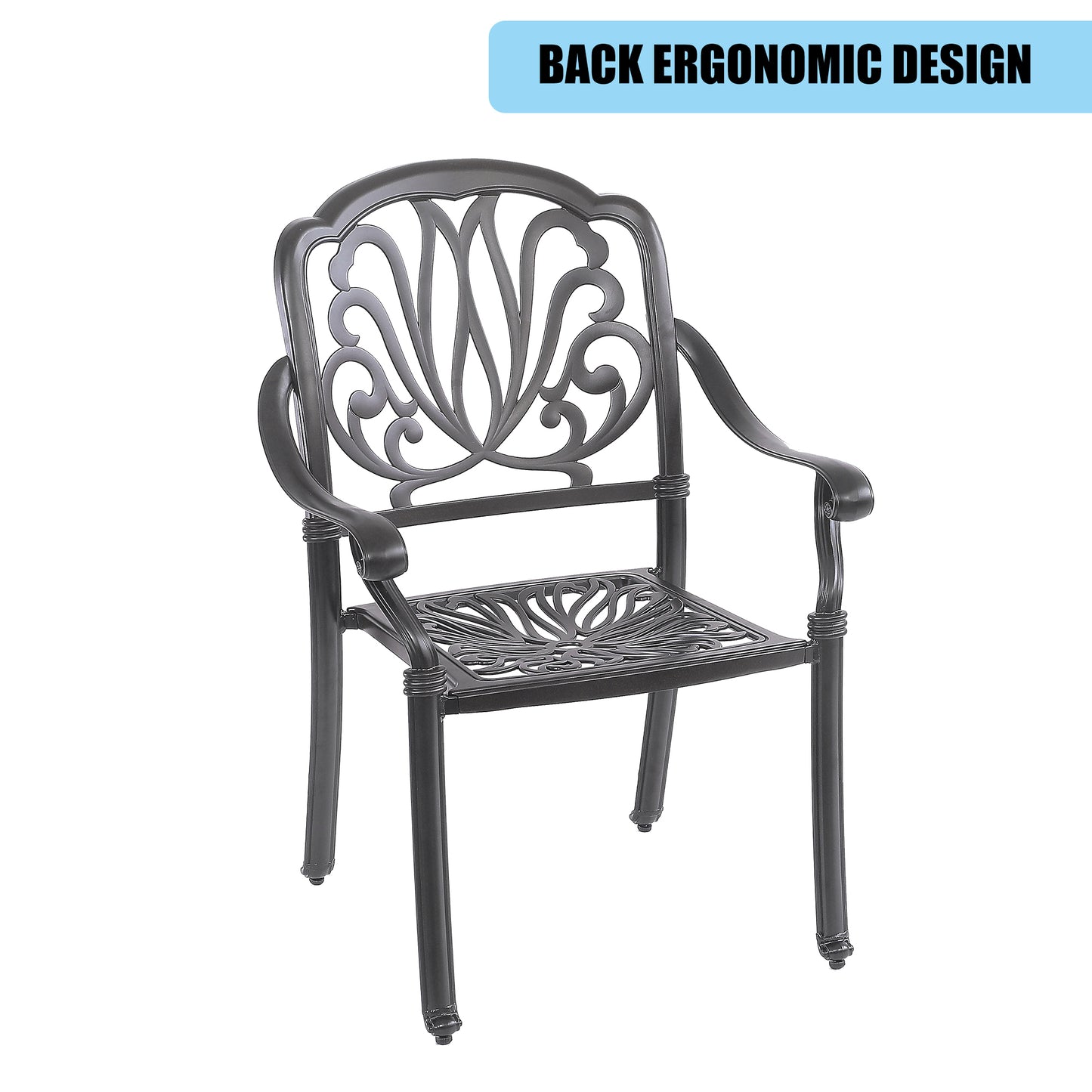 5PCS Outdoor Patio Furniture Dining Table Set All-Weather Cast Aluminum