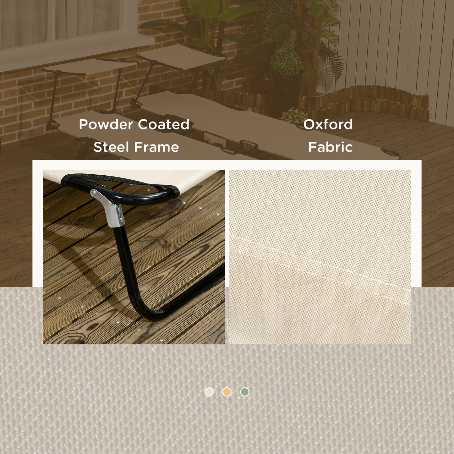 Folding Chairs, Outdoor Sun Tanning, Canopy Shade, Reclining