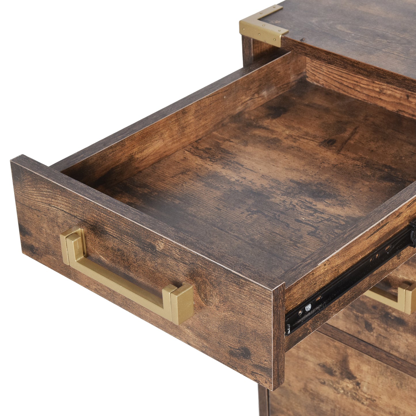 Executive Desk Metal Edge with 2 file drawers, USB Ports and Outlets