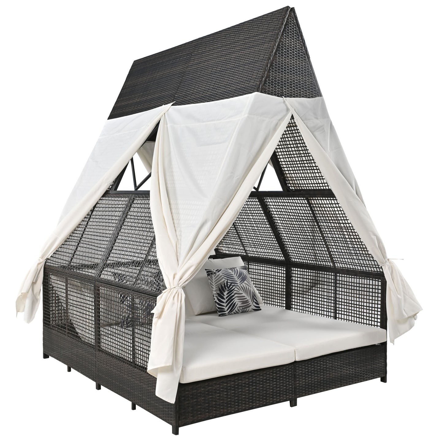 Outdoor Daybed Patio Lounge Bed, Adjustable Backrest