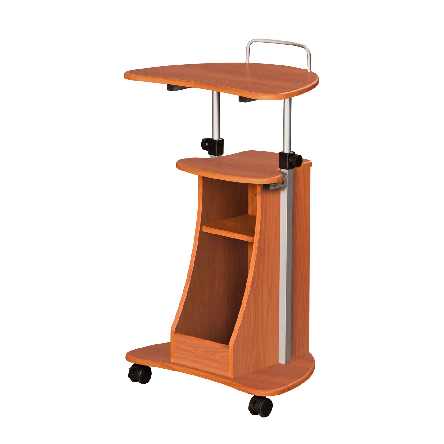 Techni Mobili Sit-to-Stand Rolling Adjustable Height Laptop Cart, Storage