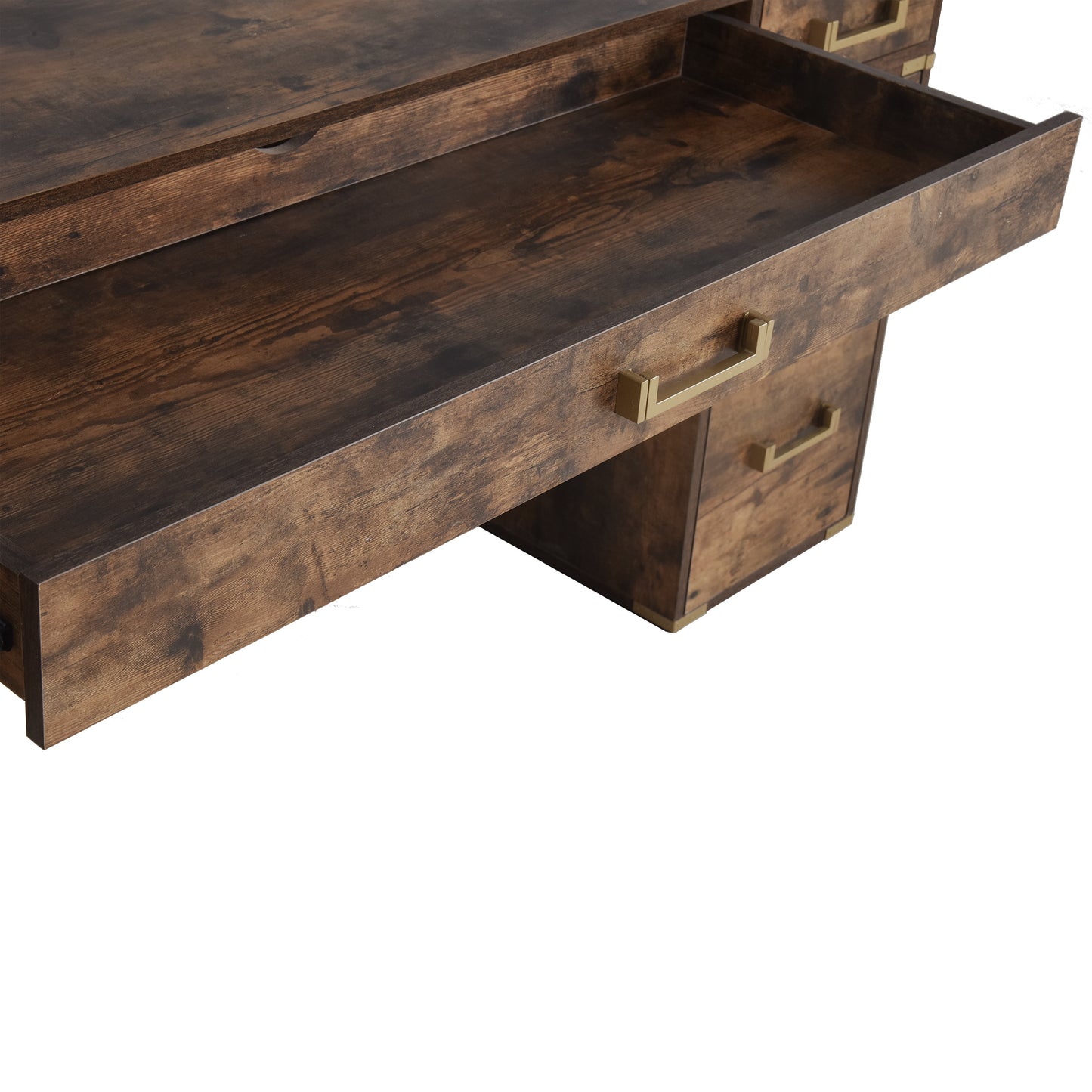 Executive Desk Metal Edge with 2 file drawers, USB Ports and Outlets