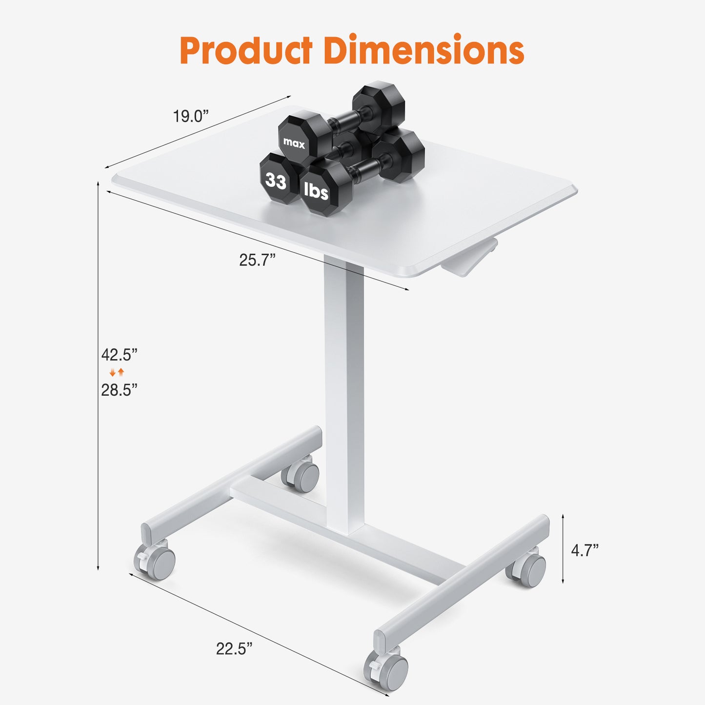 Mobile Rolling Standing Rolling Desk Laptop Computer Cart for Home