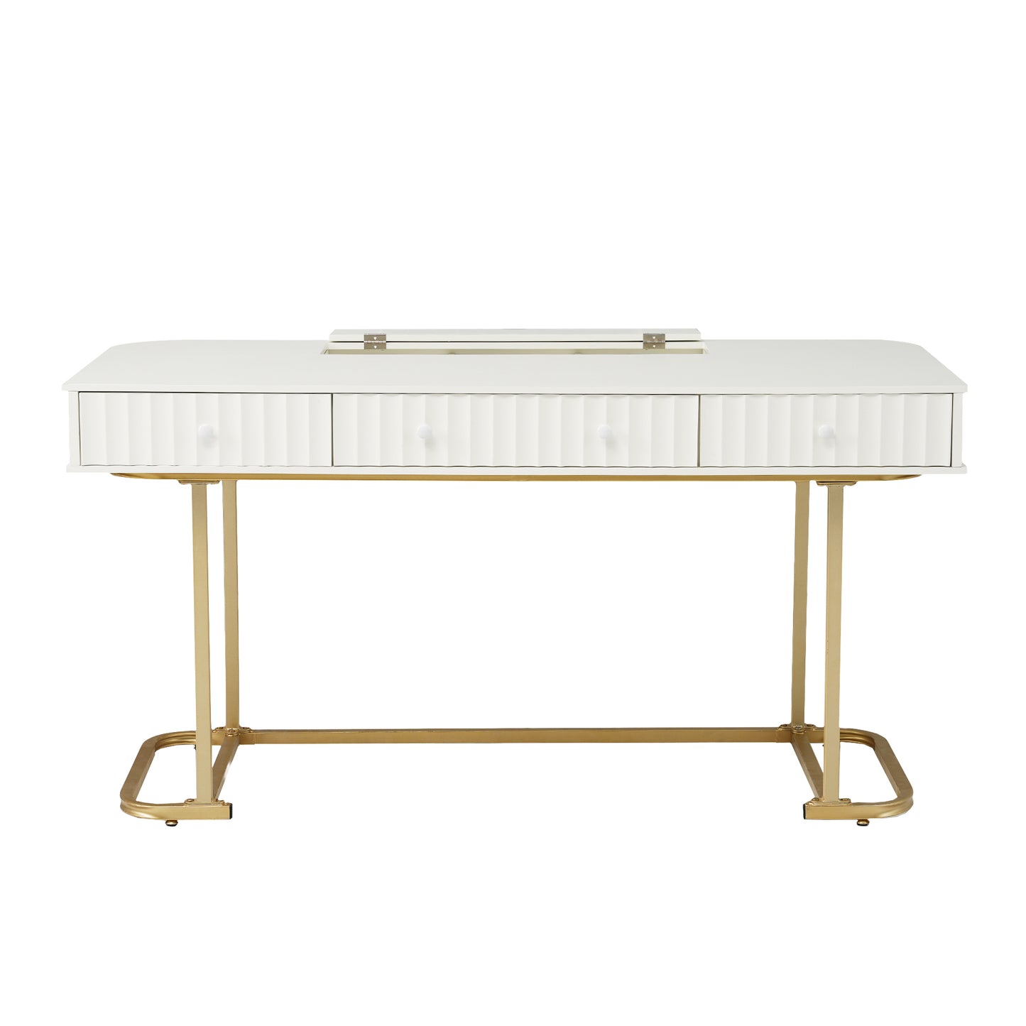 Executive Curved Office Desk, Waveform Fluted Panel Design
