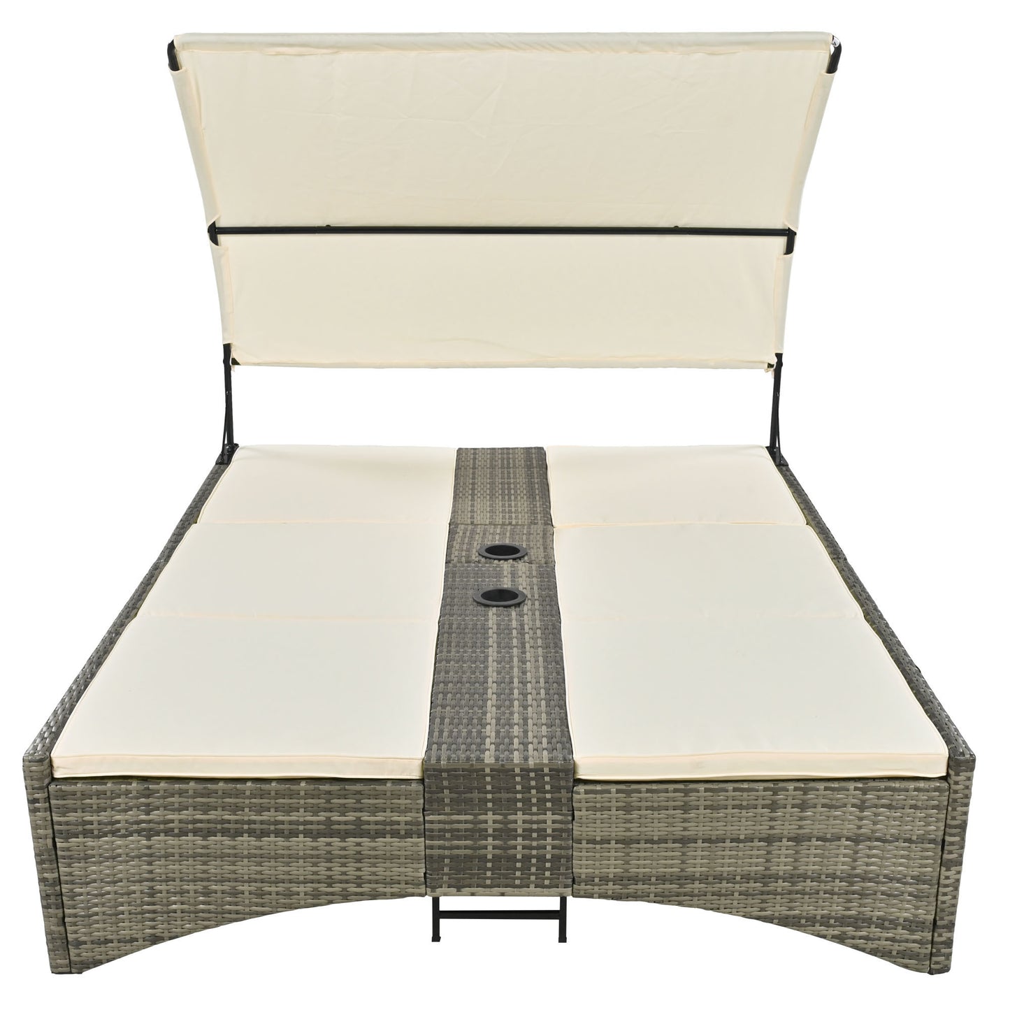 Patio Daybed Outdoor Daybed, Shelter Roof, Adjustable Backrest, Storage Box