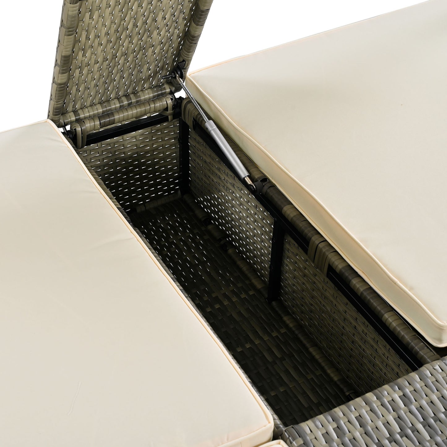 Patio Daybed Outdoor Daybed, Shelter Roof, Adjustable Backrest, Storage Box